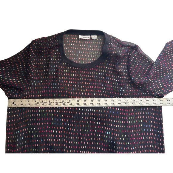 Liz Claiborne Multicolor Polka Dot Sheer Blouse With Attached Cami Size Large - Picture 5 of 6